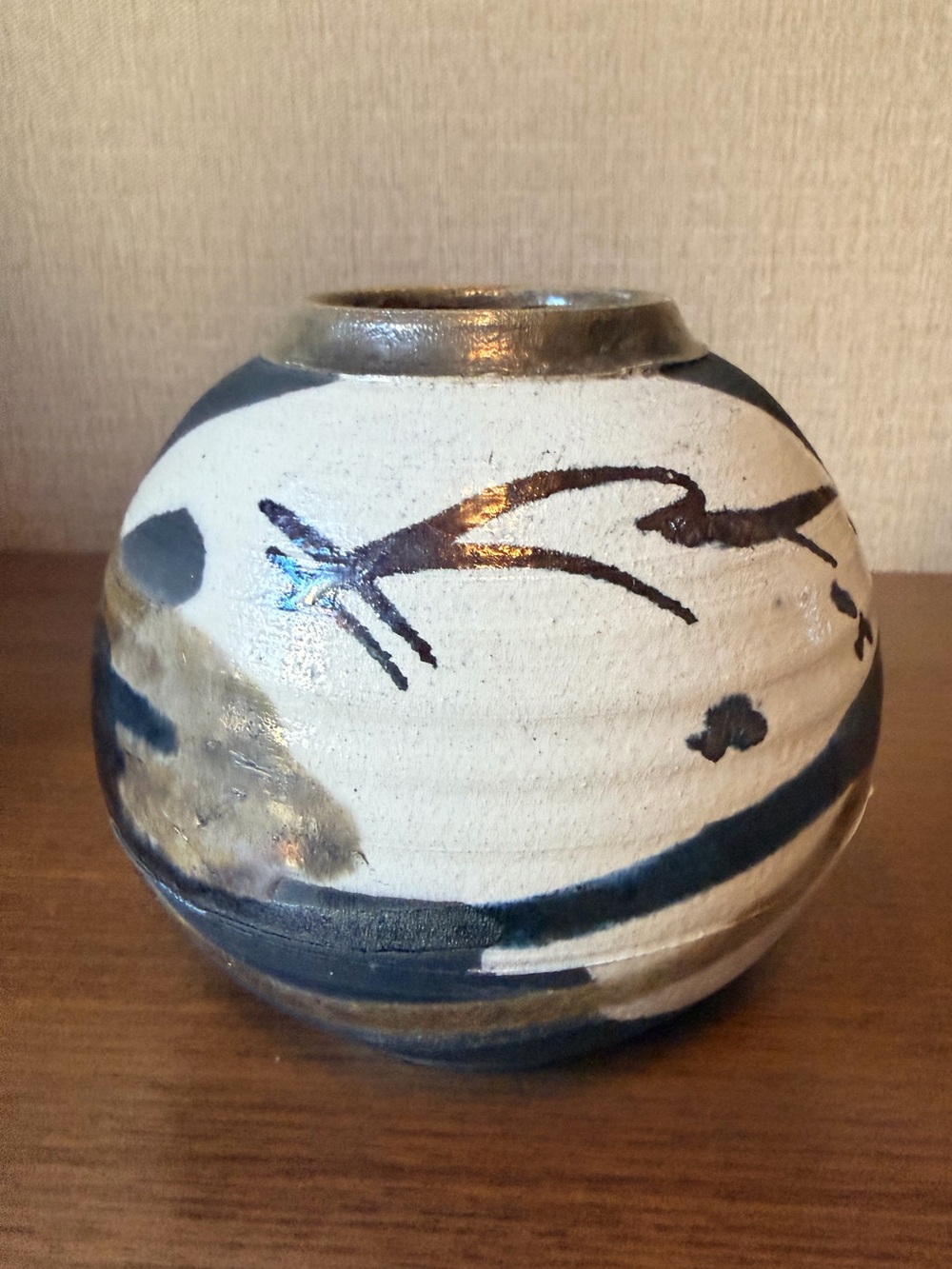Beautiful Raku Vase, Signed by American Studio Ceramicist Nancy Shaul!